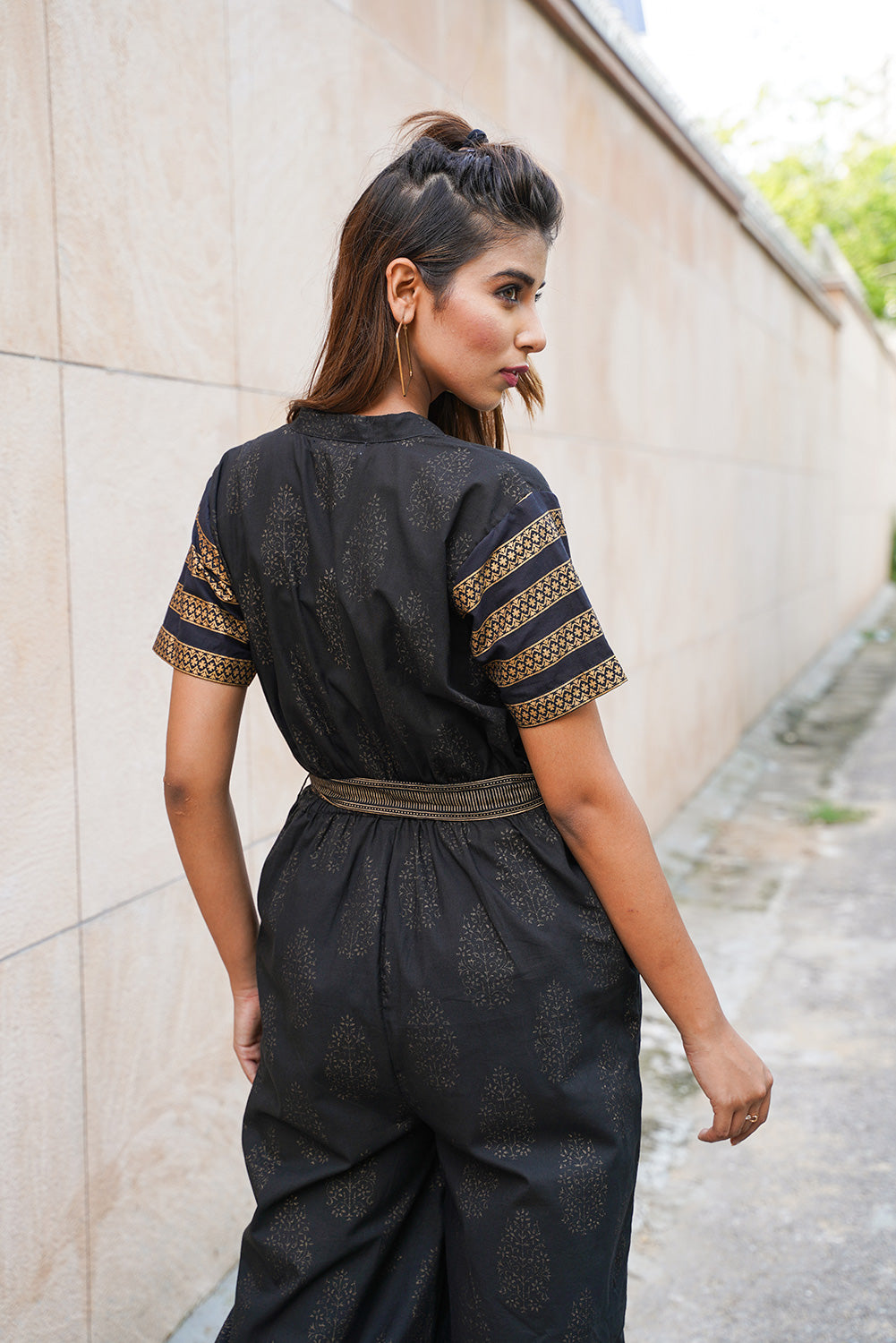 BLACK BLOCKED JUMPSUIT