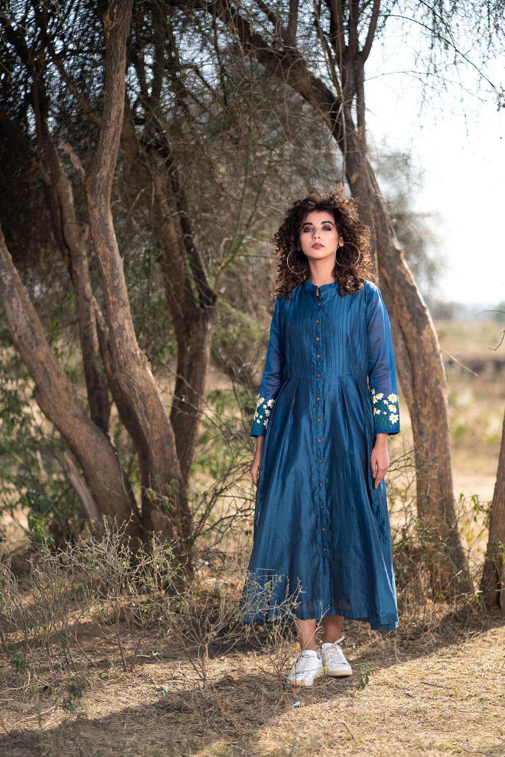 BLUE HAND EMBROIDERED DRESS