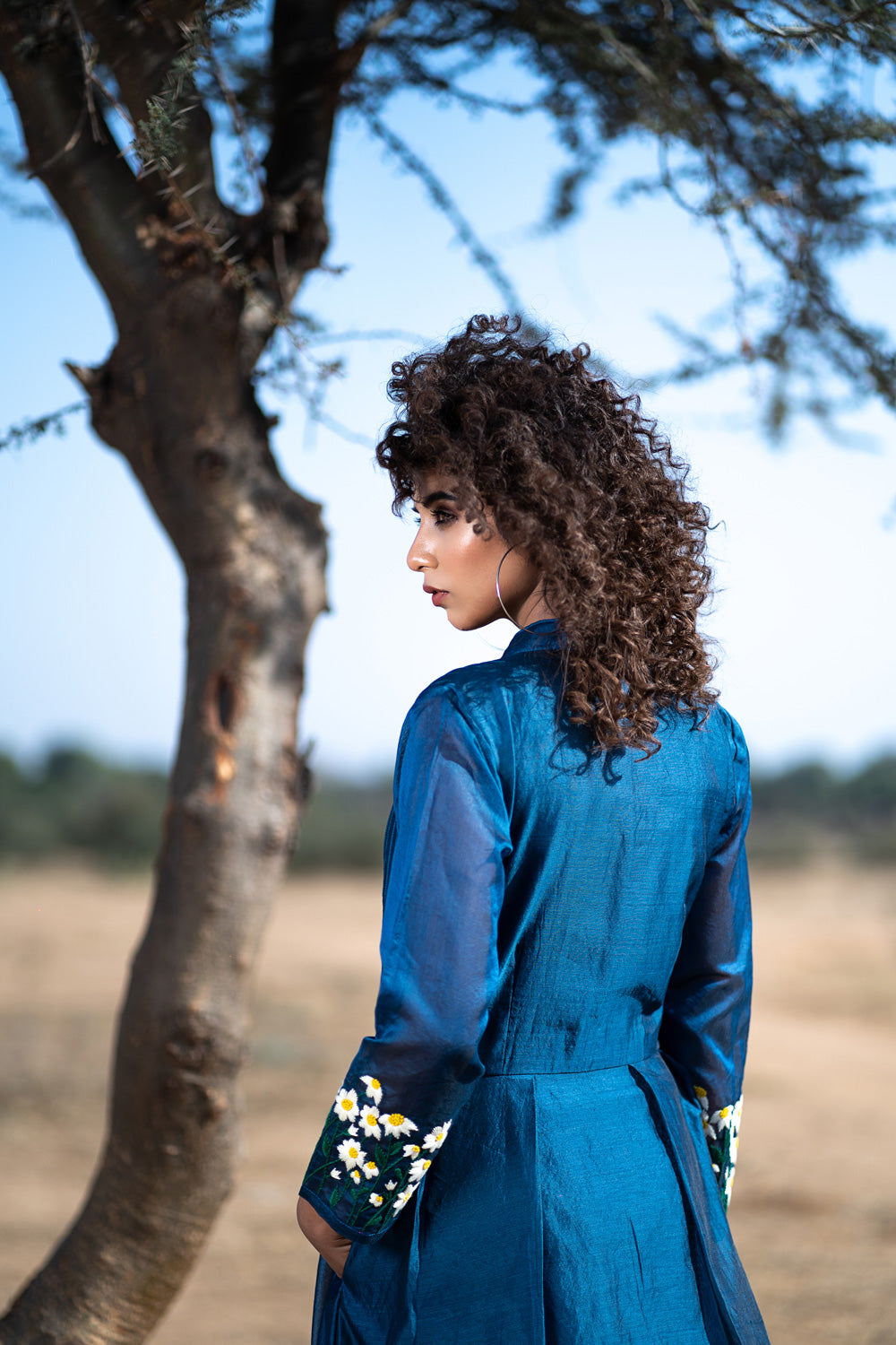 BLUE CHANDERI COTTON DRESS