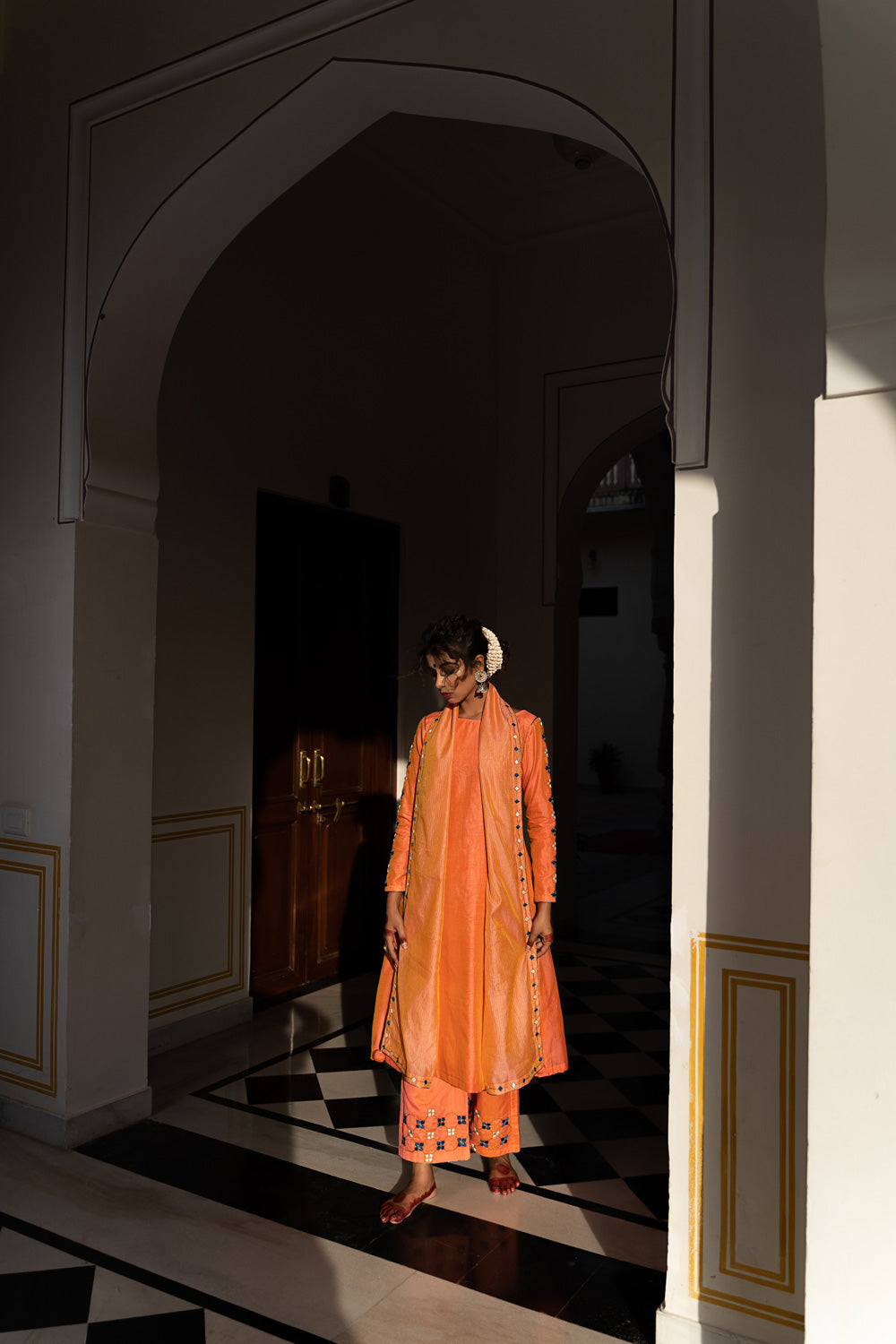 DEEP PEACH EMBROIDERED SUIT