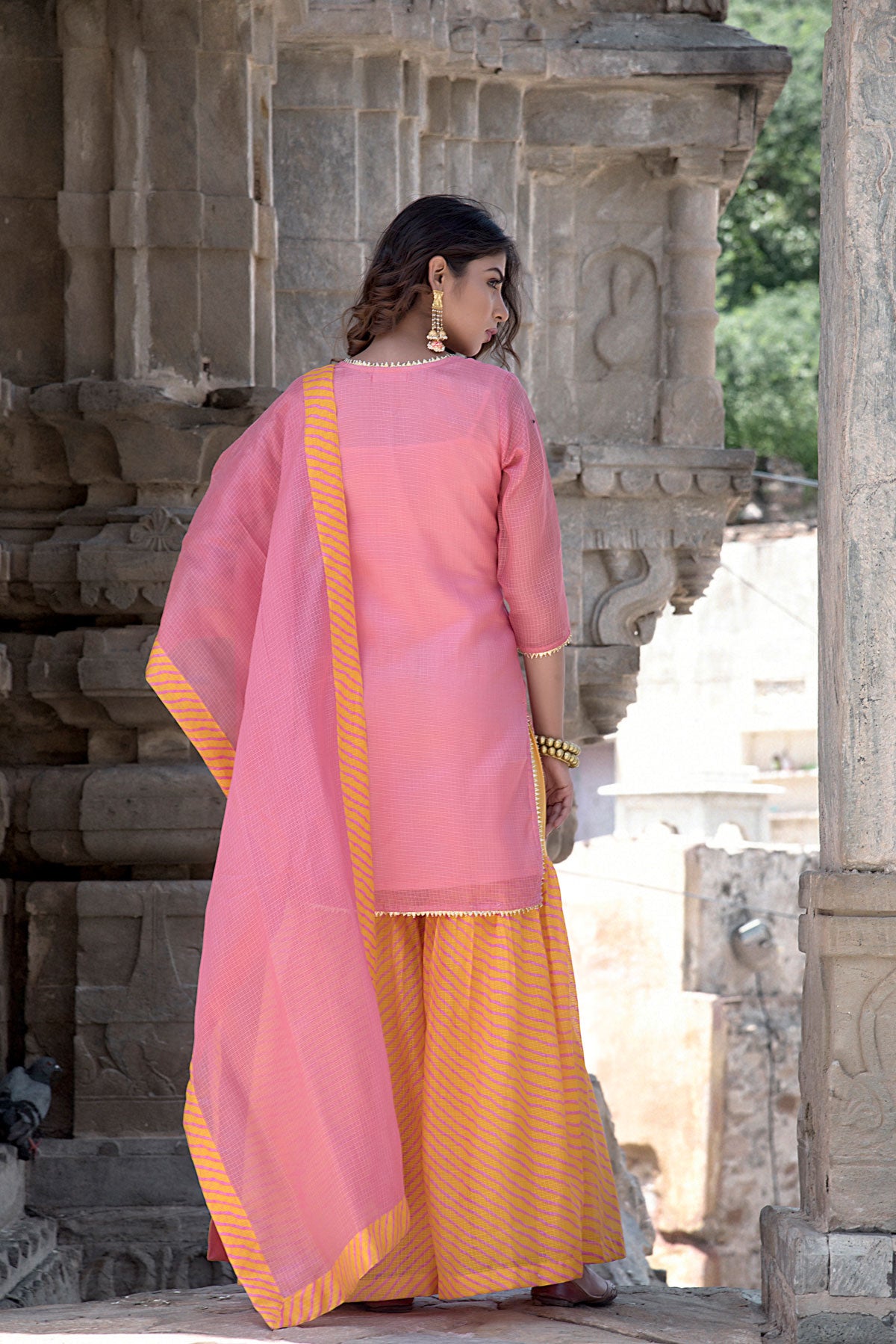 PEACH GHARARA SET