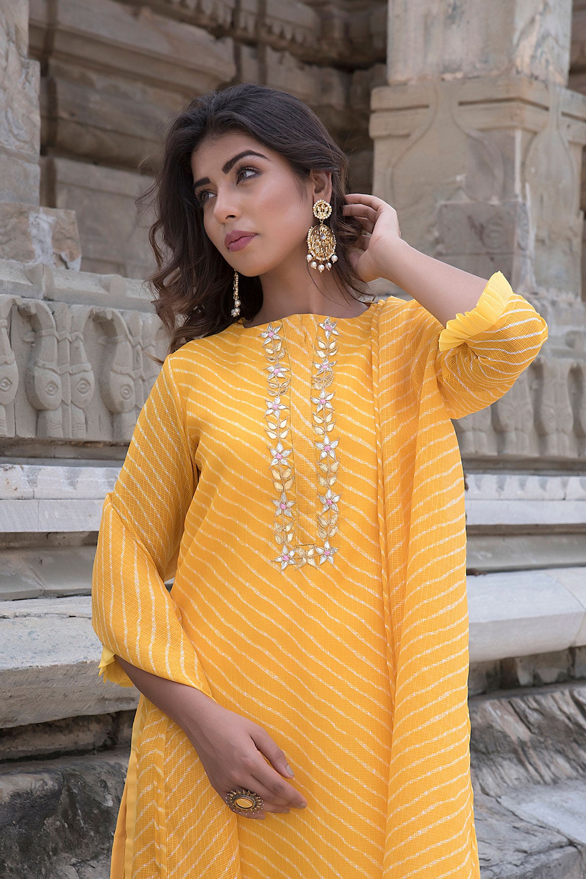 YELLOW GOTA TASSELED SUIT SET