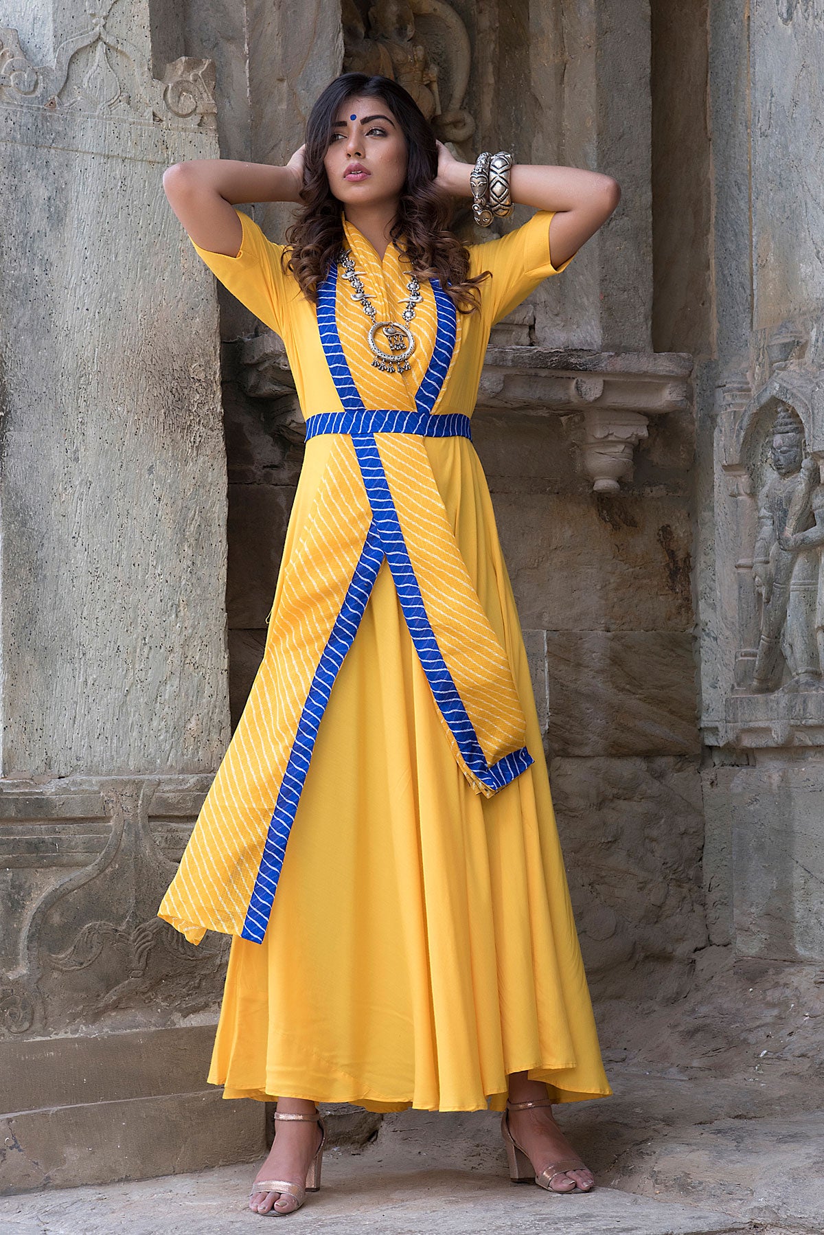 PREDRAPED COLLAR DRESS