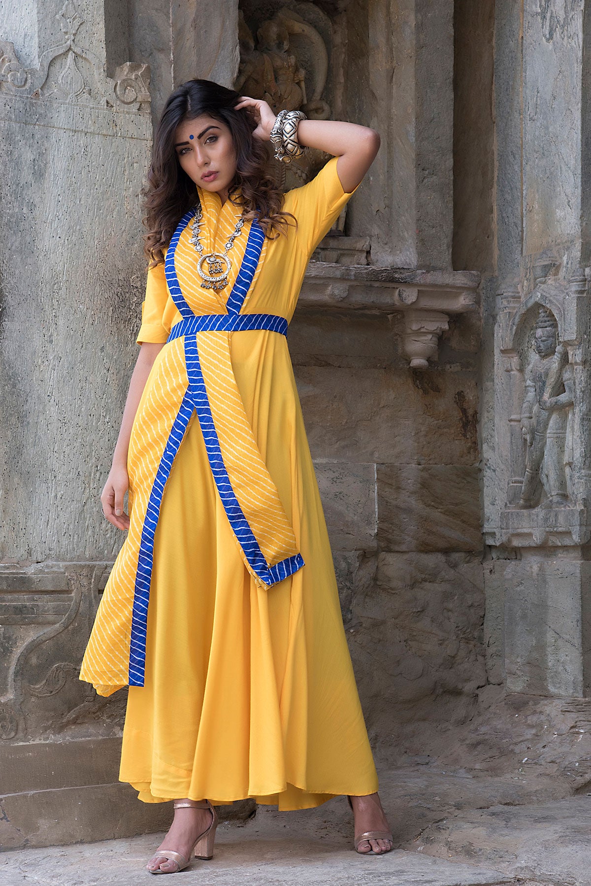 PREDRAPED COLLAR DRESS