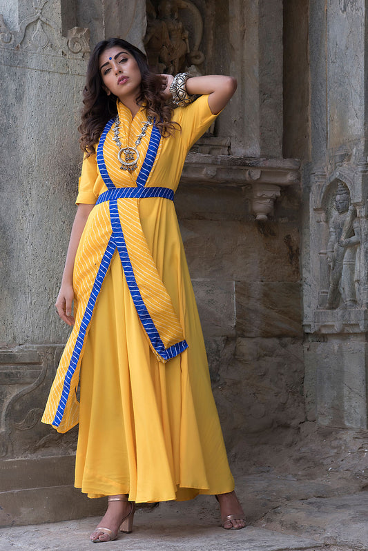 PREDRAPED COLLAR DRESS