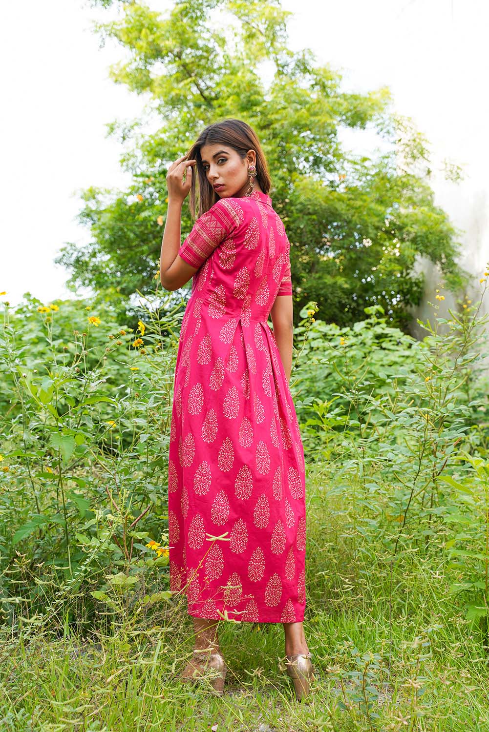 FUSCIA BLOCKED DRESS