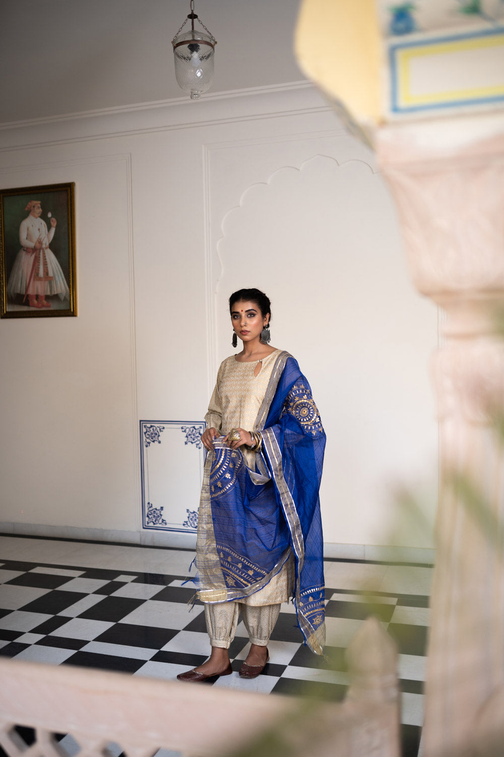 GOLD BLUE BLOCKED SUIT