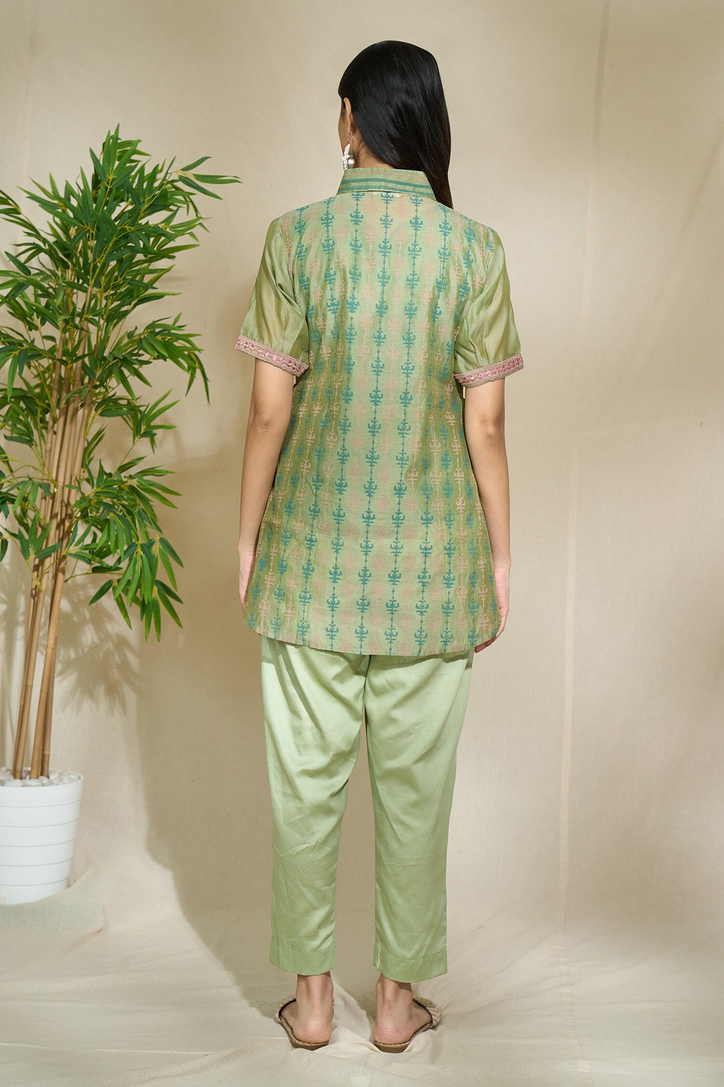 GREEN MULTIPRINT MIRROR SHIRT
