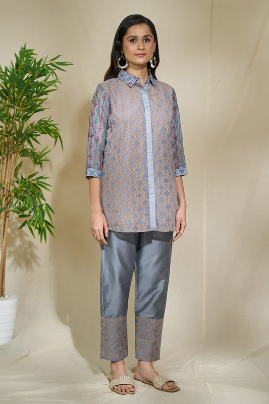 GREY MULTIPRINT MIRROR SHIRT