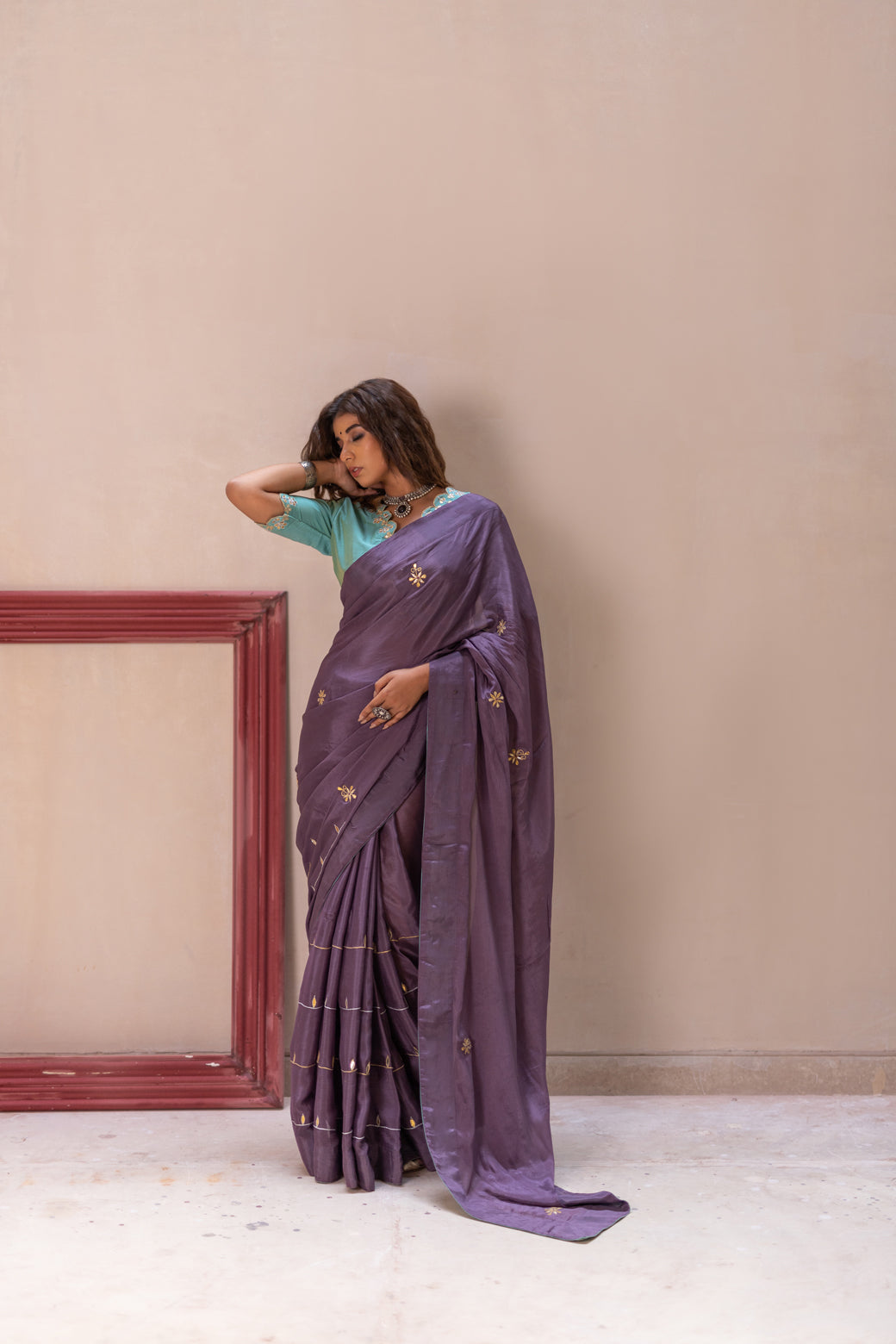 LAVENDER GOTAPATTI SAREE SET
