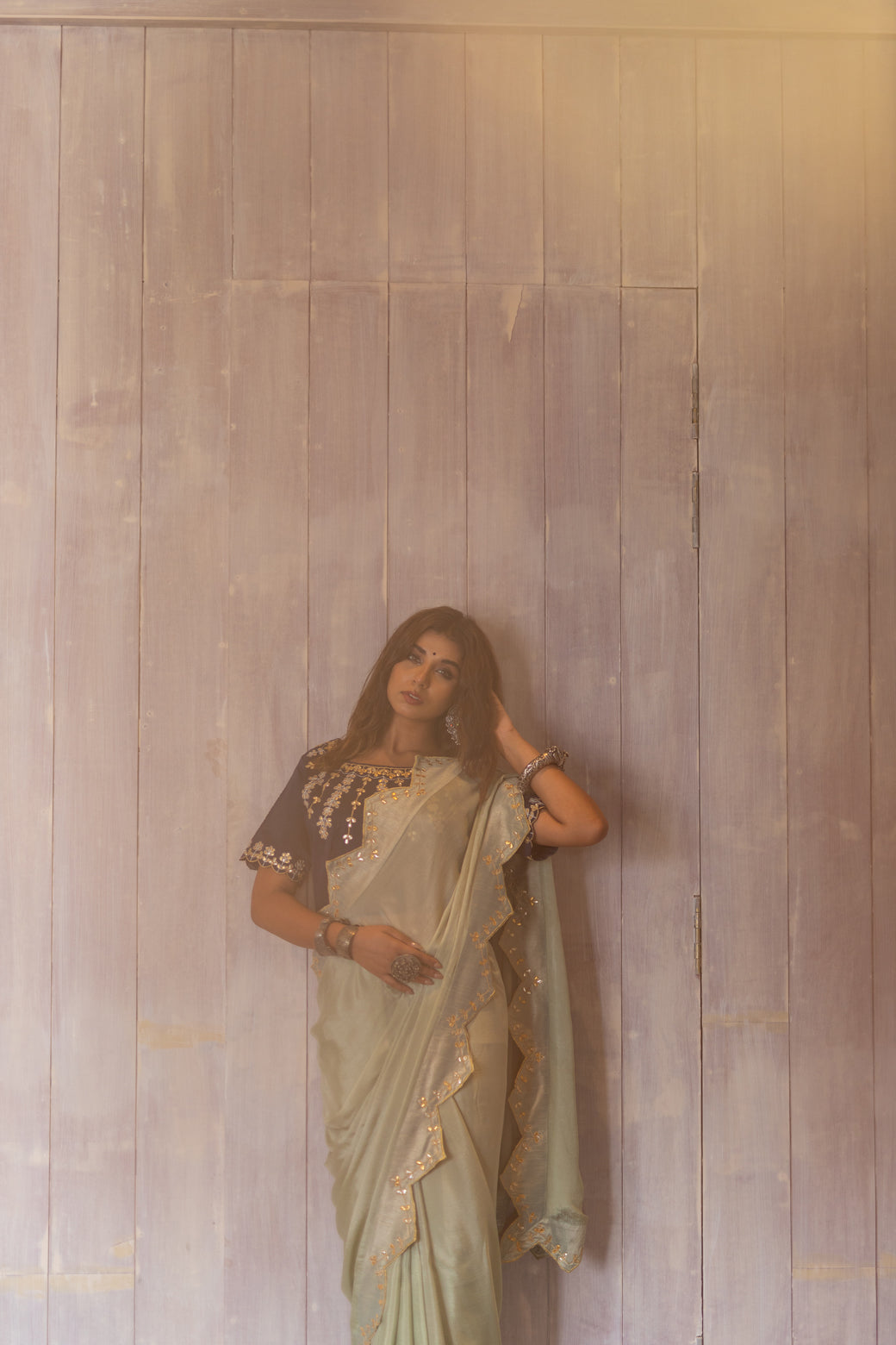 PASTEL GREEN GOTAPATTI SAREE SET