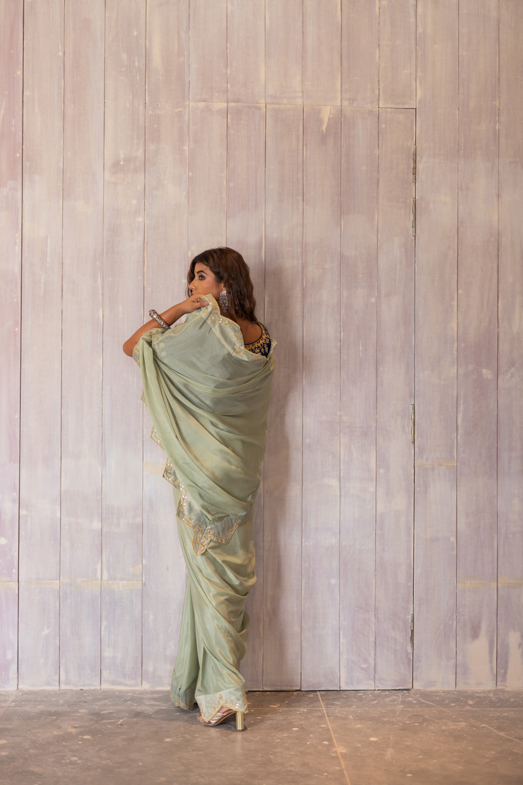 PASTEL GREEN GOTAPATTI SAREE SET