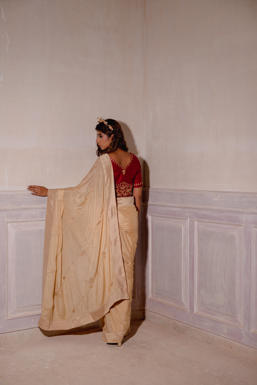 IVORY CREAM GOTAPATTI SAREE SET