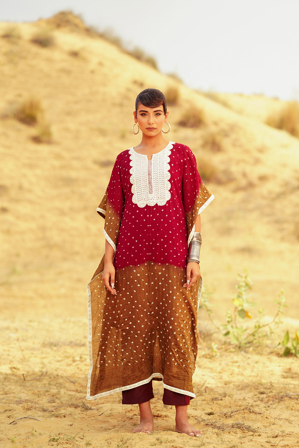 DUSTED RUBY KAFTAN SET