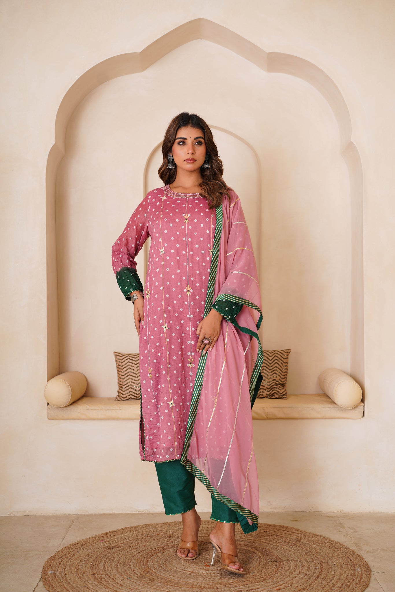 BLUSH BANDHEJ GOTAPATTI SET