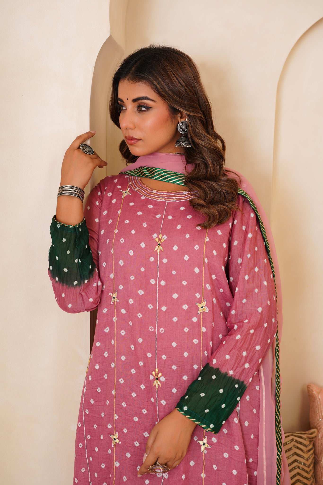 BLUSH BANDHEJ GOTAPATTI SET