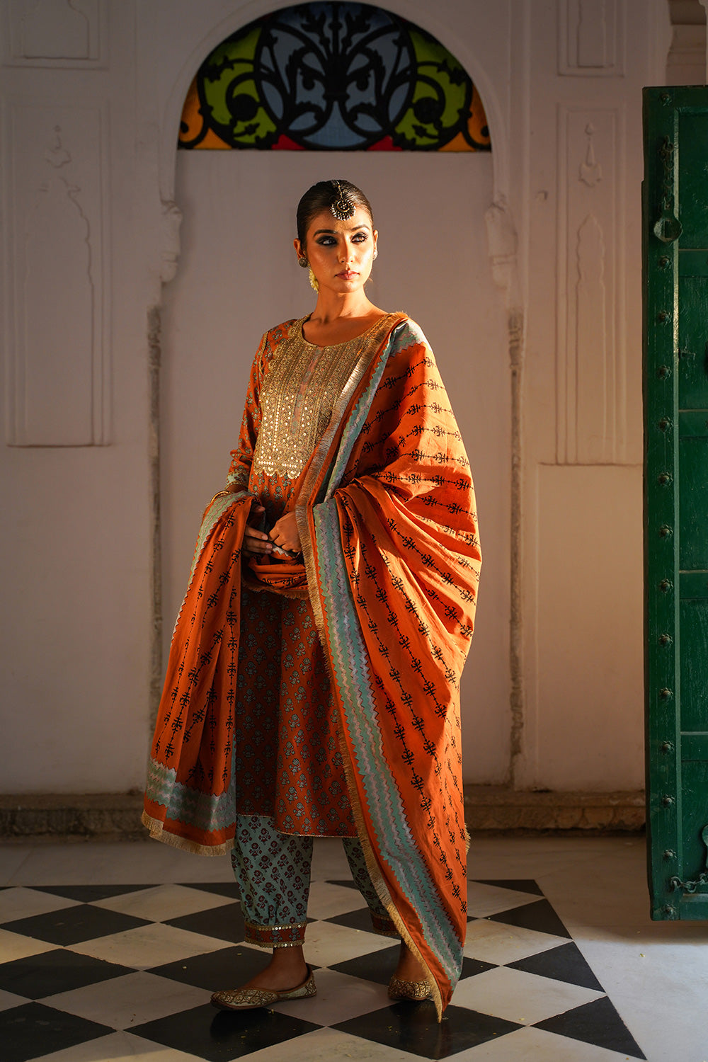 RUST PESHAWARI WOMEN SET