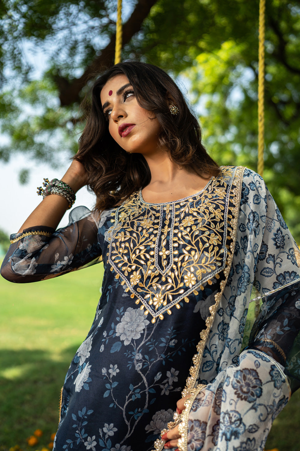 MIDNIGHT BLUE GOTAPATTI SUIT