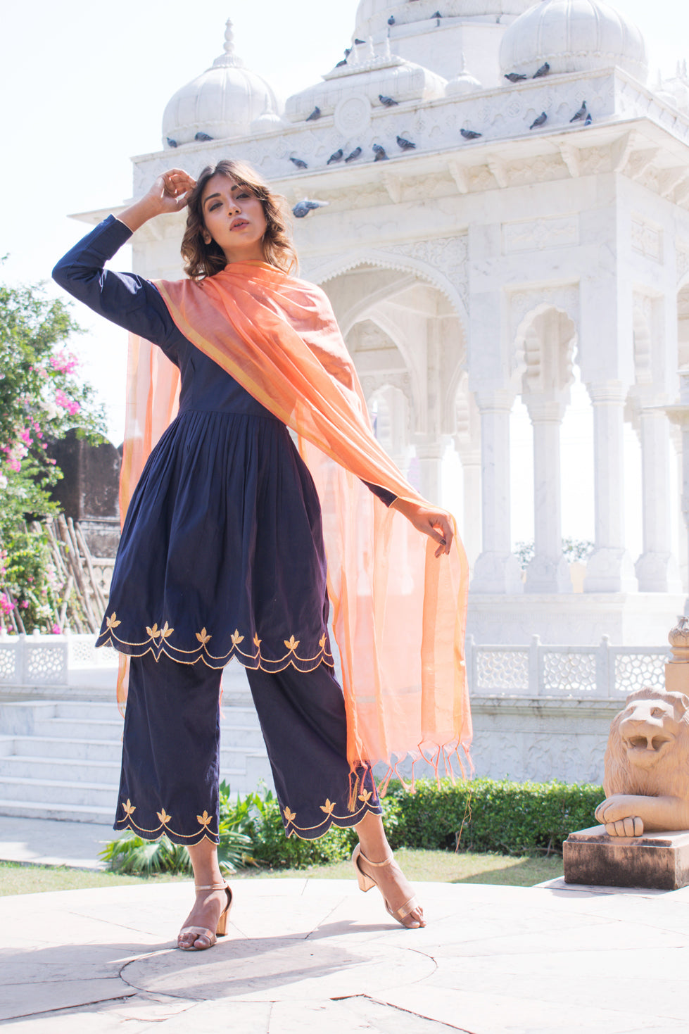 MIDNIGHT BLUSH GOTA CUTWORK SET