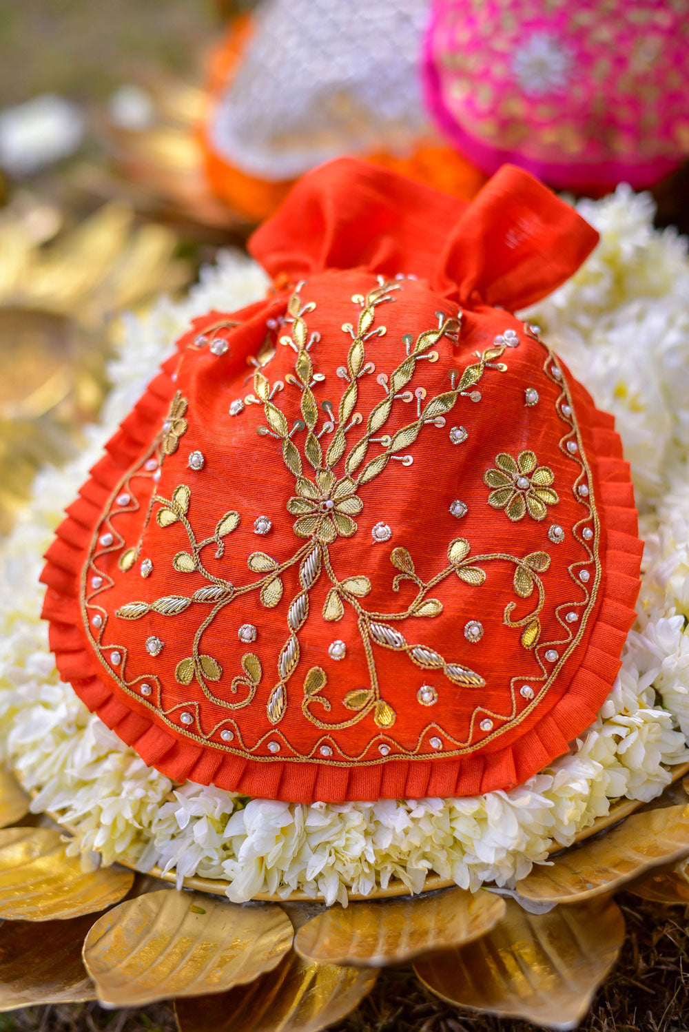 ORANGE GOTA POTHLI BAG