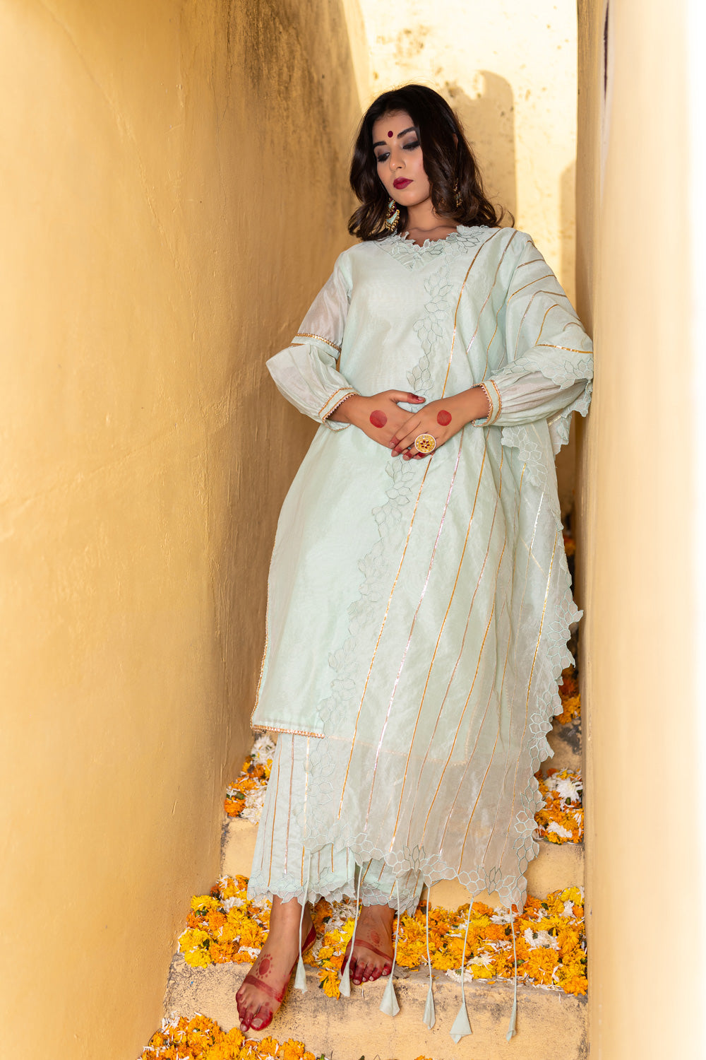 PASTEL BLUE CUTWORK SUIT