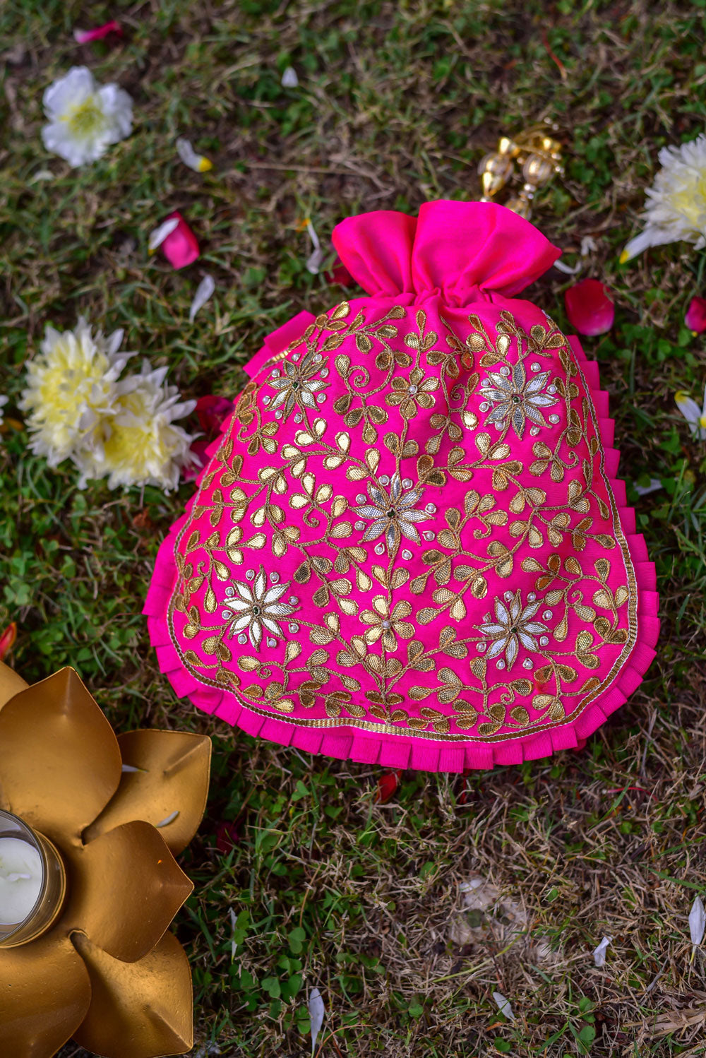 PINK GOTA POTHLI BAG