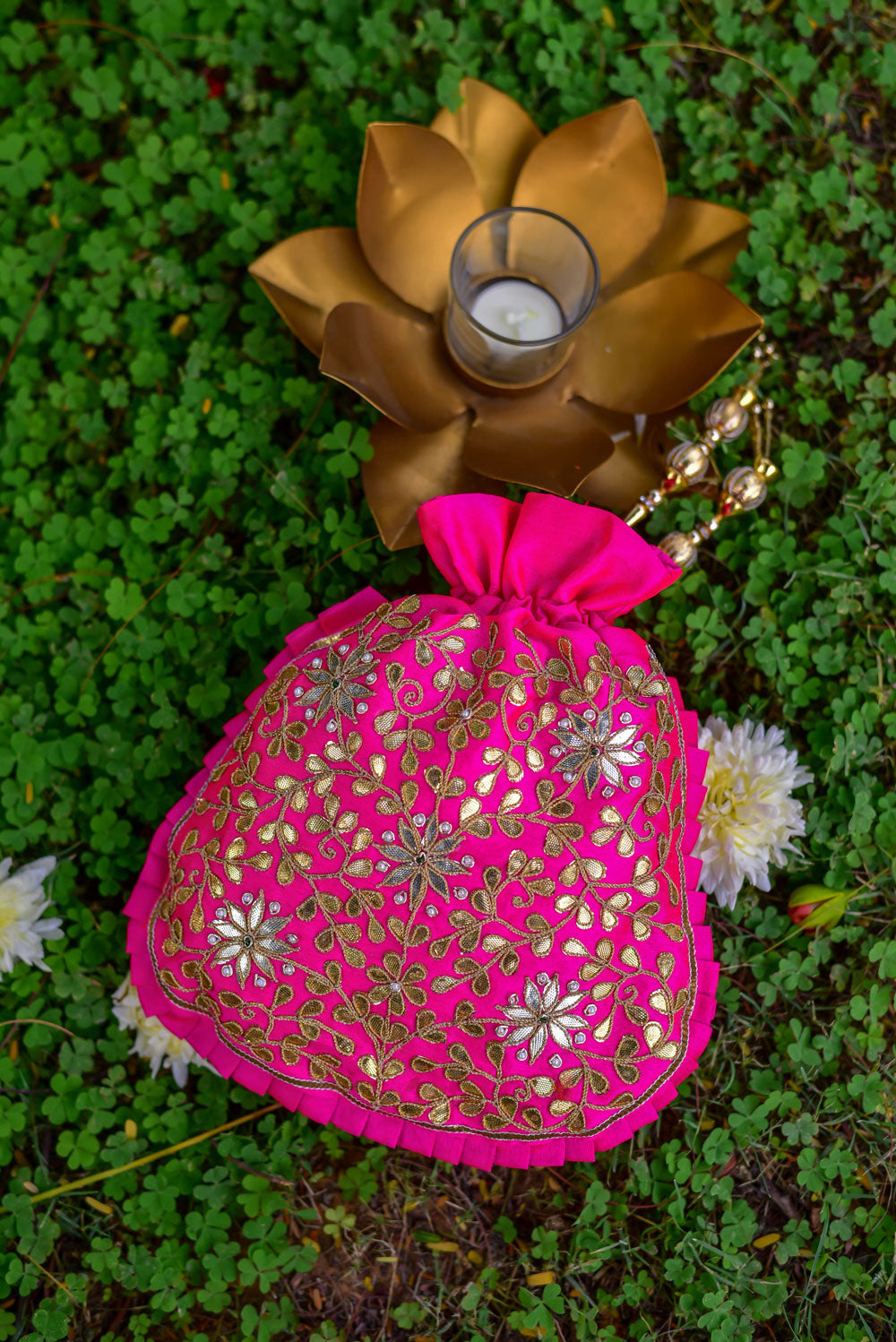 PINK GOTA POTHLI BAG