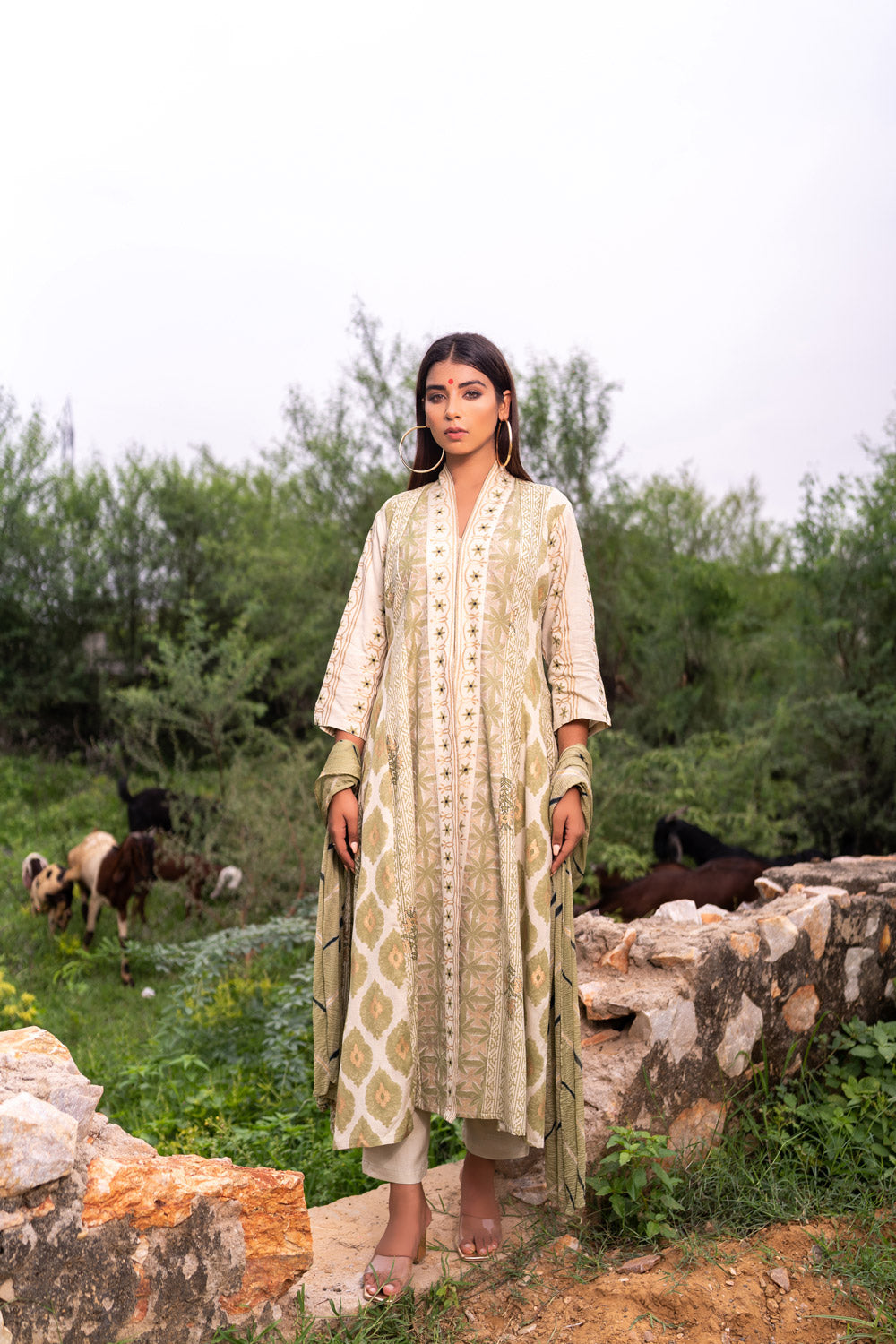 SAGE GREEN  ANARKALI SET