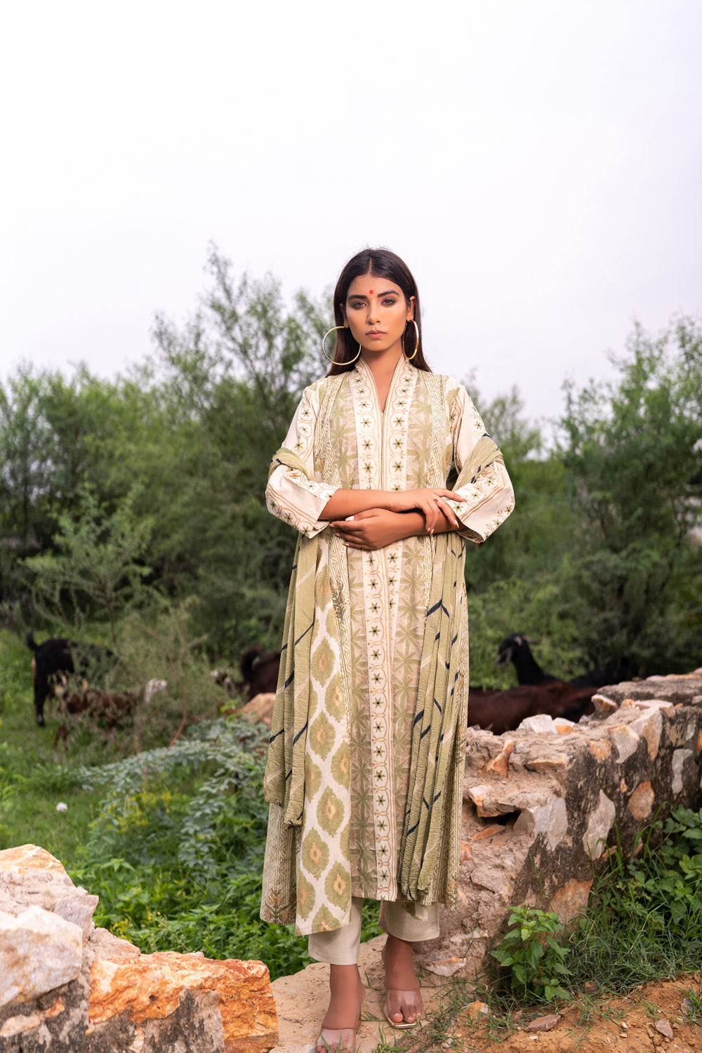 SAGE GREEN  ANARKALI SET