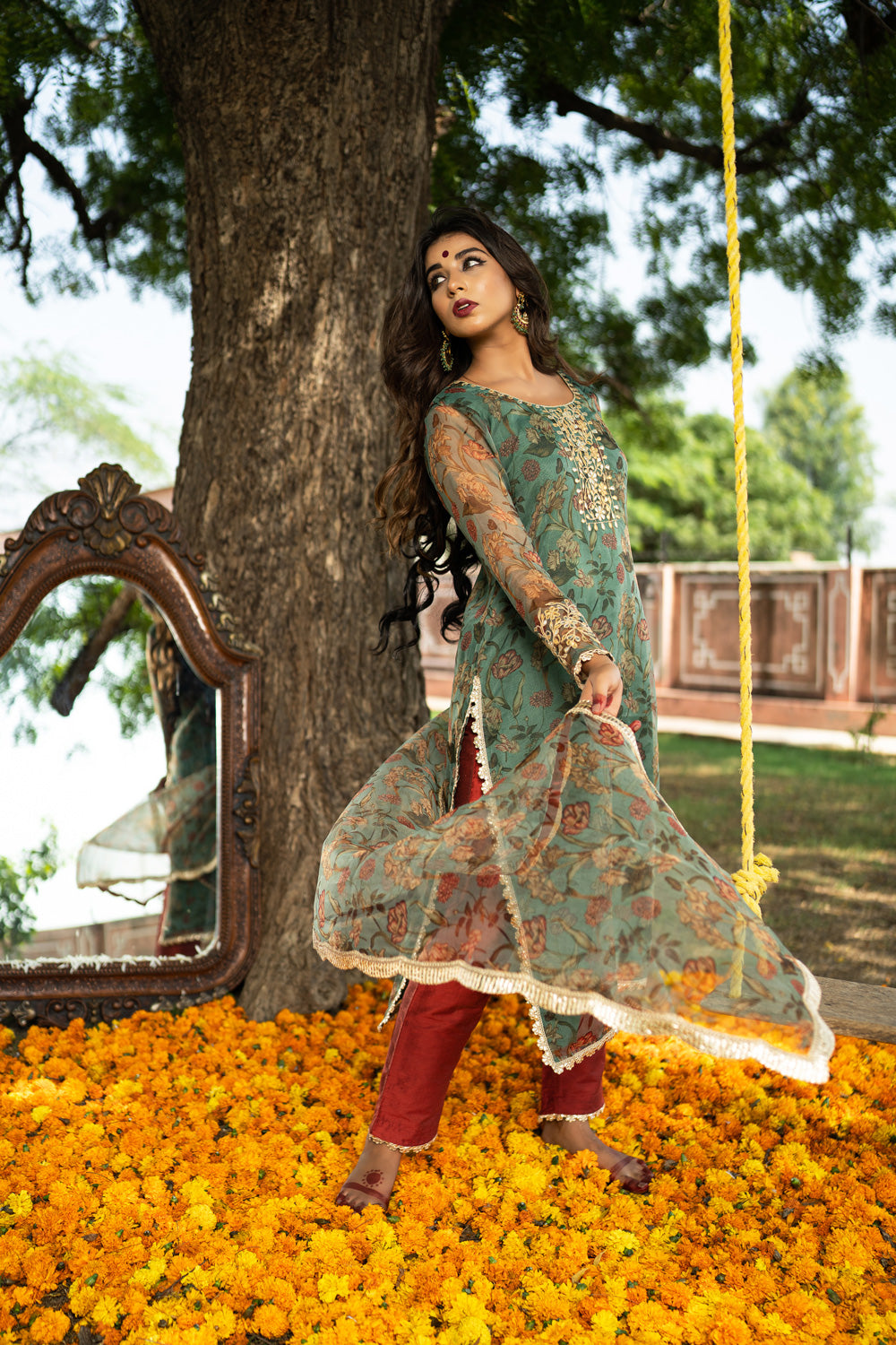 SEA GREEN GOTAPATTI SUIT