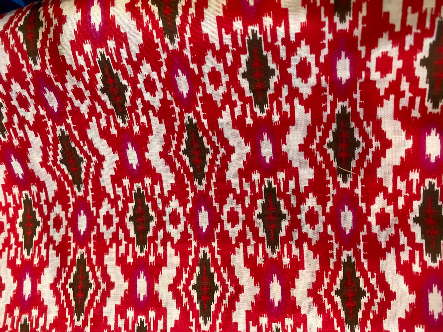 RED IVORY HANDBLOCK COTTON DRESS