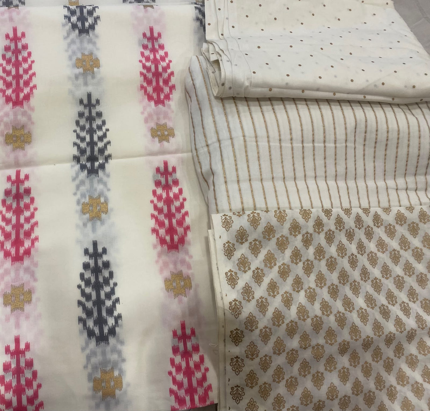 OFFWHITE COTTON MULTIPRINT DRESS