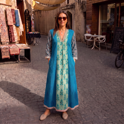 AQUA MULTIPRINT COTTON DRESS