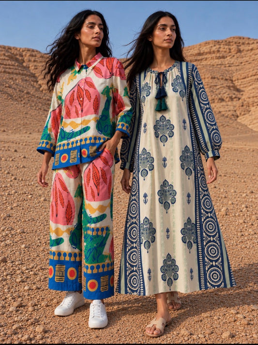 MULTI PRINT SHIRT-PANT COORD SET