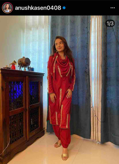 MAROON GOTAPATTI SET