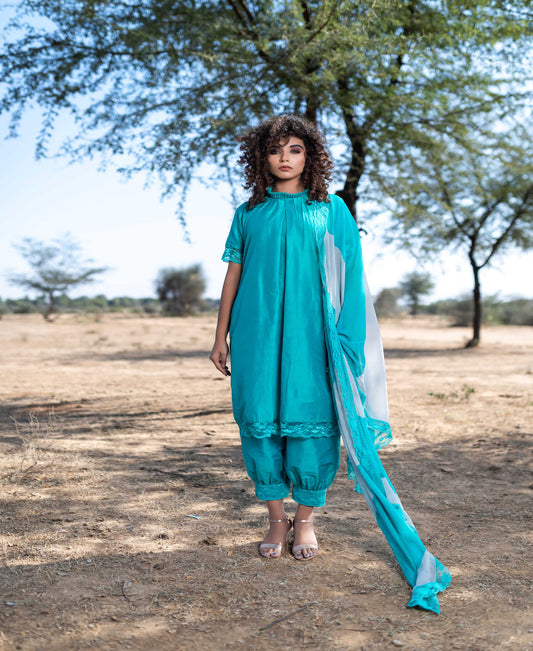 SEA GREEN COTTON SUIT SET