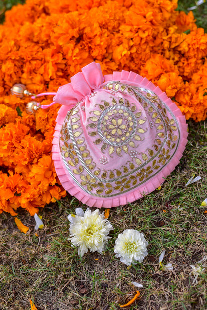 BABY PINK GOTA POTHLI BAG