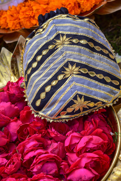 BLACK SILVER GOTA POTHLI BAG