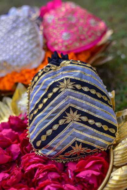 BLACK SILVER GOTA POTHLI BAG