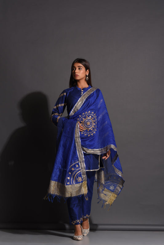BLUE CHROMED GOTAPATTI SUIT