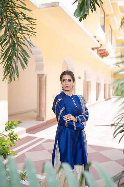 BLUE GOTAPATTI GHARARA SET