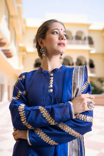 BLUE GOTAPATTI GHARARA SET