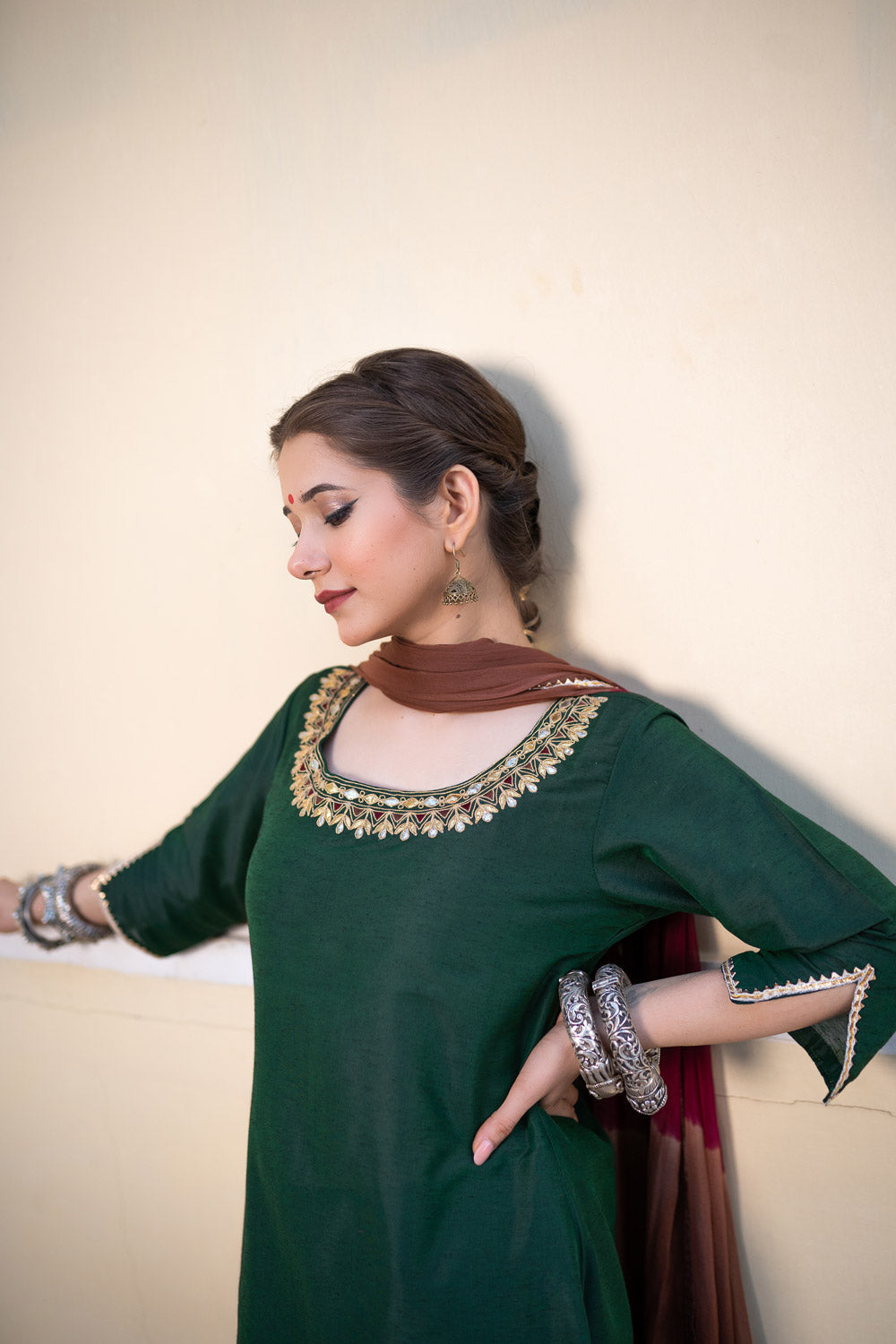 BOTTLE GREEN GOTAPATTI SUIT