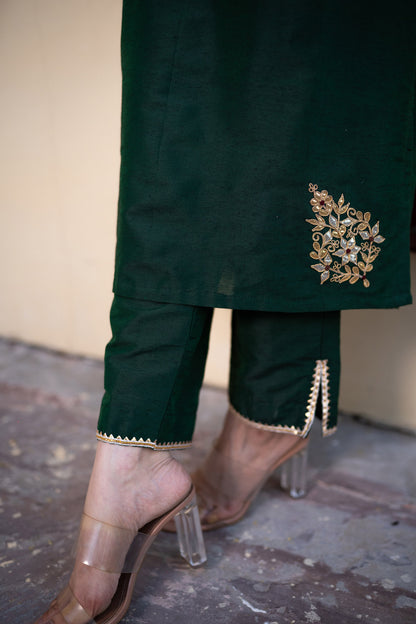 BOTTLE GREEN GOTAPATTI SUIT