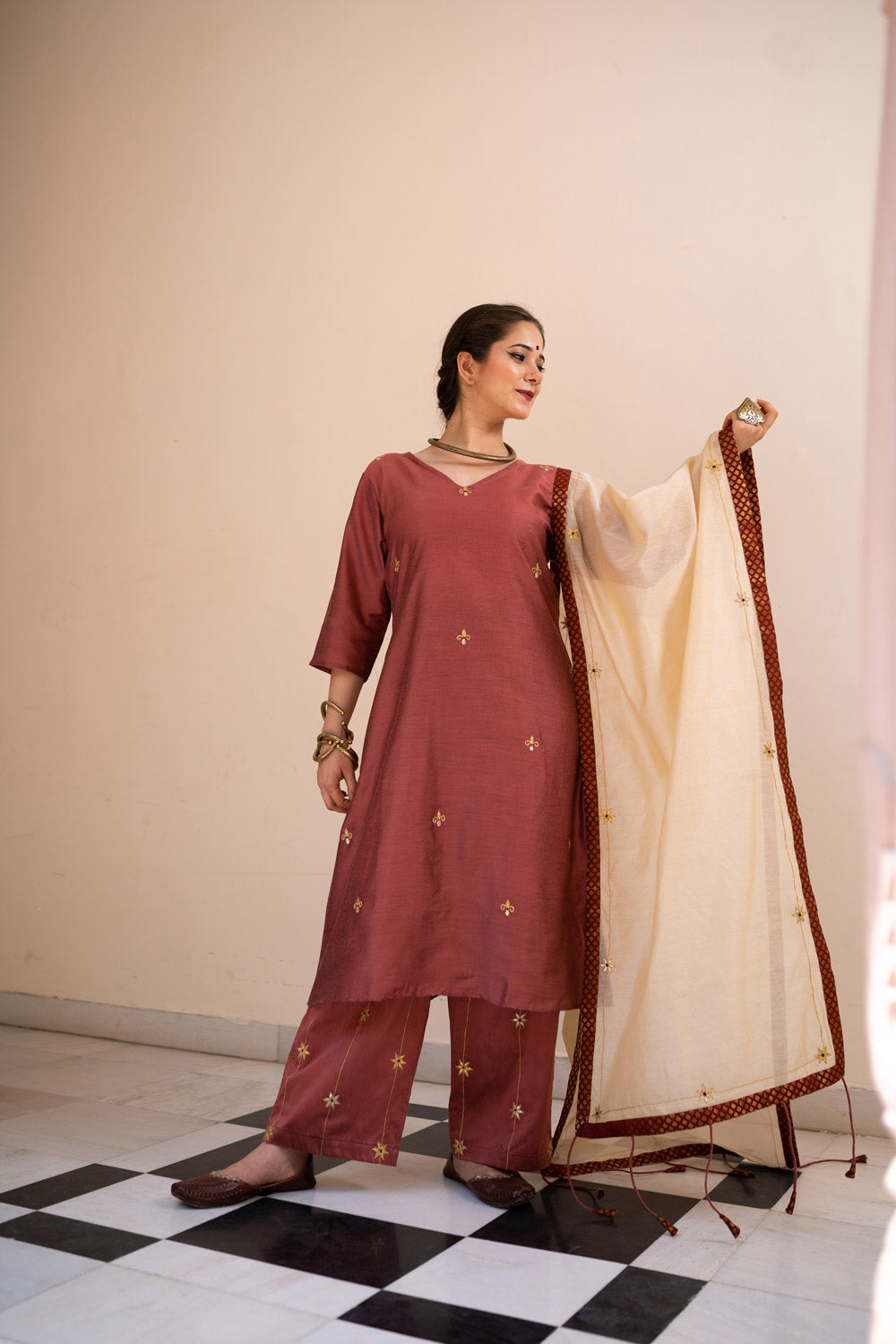 BURGUNDY GOTAPATTI SUIT