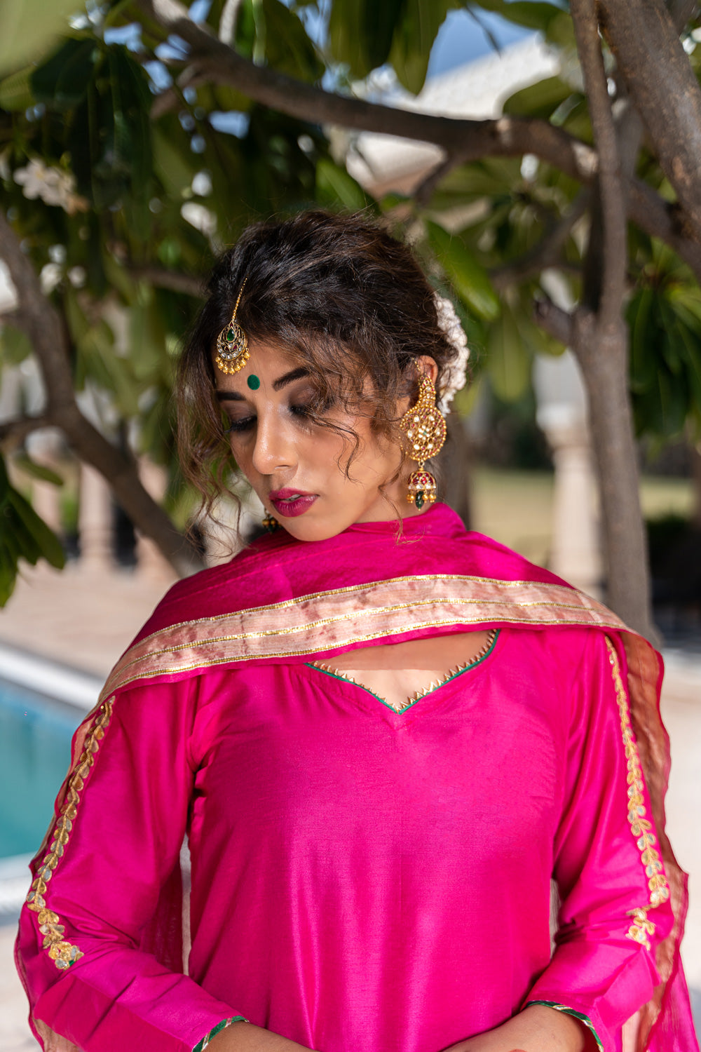 PINK GOTAPATTI GHARARA SET