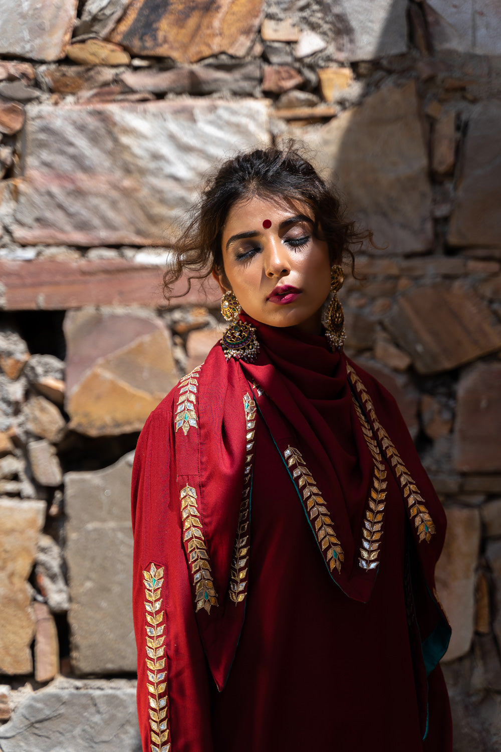 MAROON GOTAPATTI SUIT