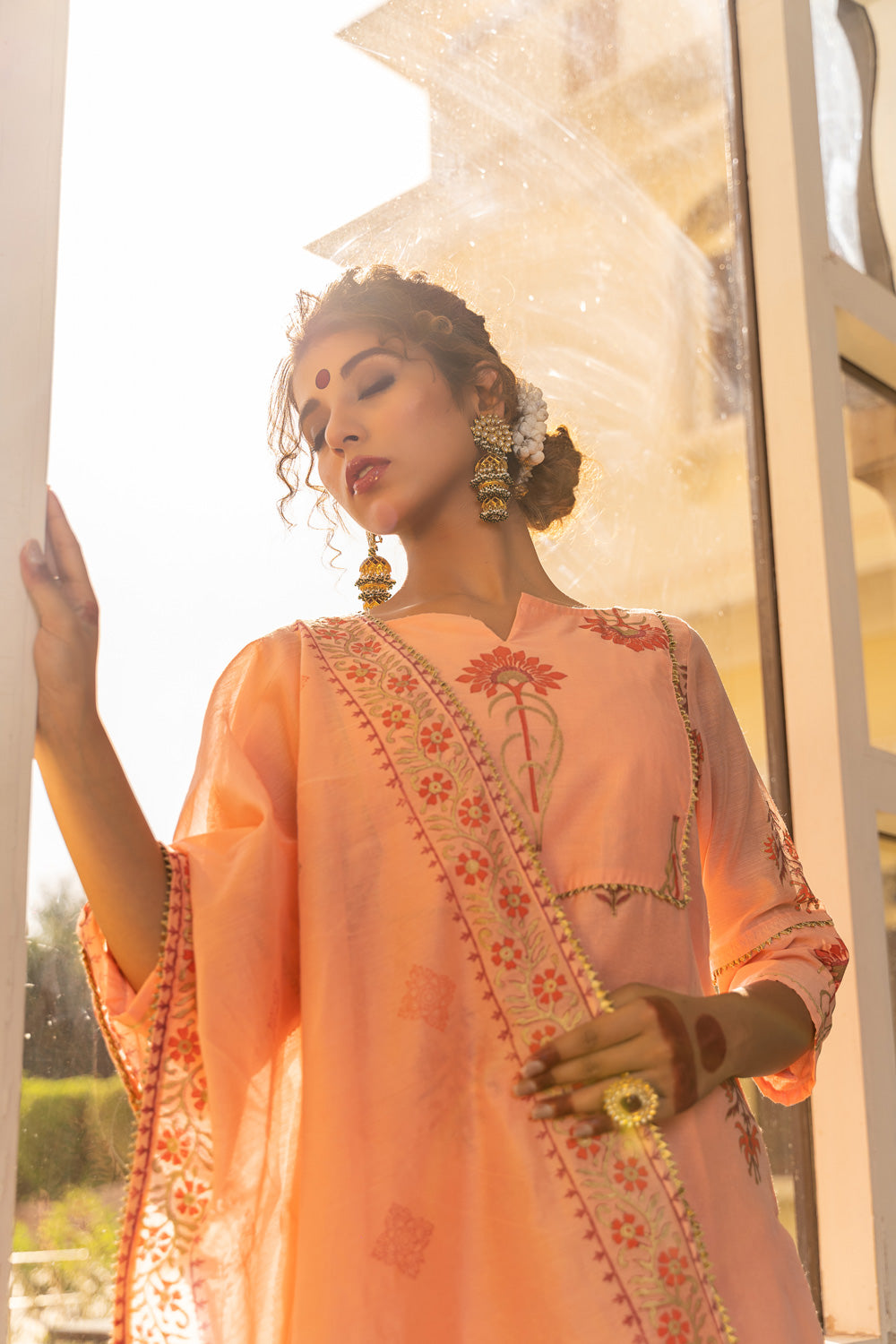 BLUSH PINK BLOCKED SHARARA SET