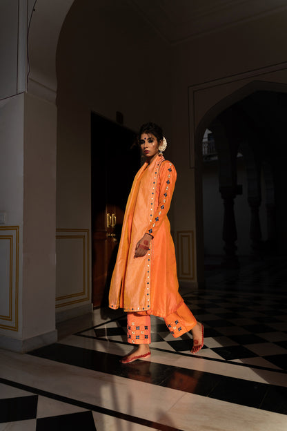 DEEP PEACH EMBROIDERED SUIT