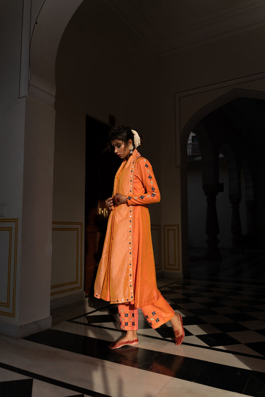 DEEP PEACH EMBROIDERED SUIT